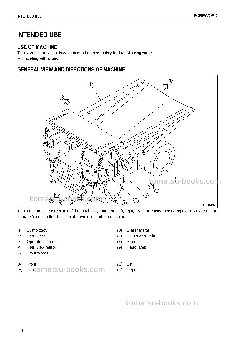Komatsu hd465-7jpn-e0 Operation manual cover Page 5 Komatsu hd465-7jpn-e0 Operation manual cover Page 5