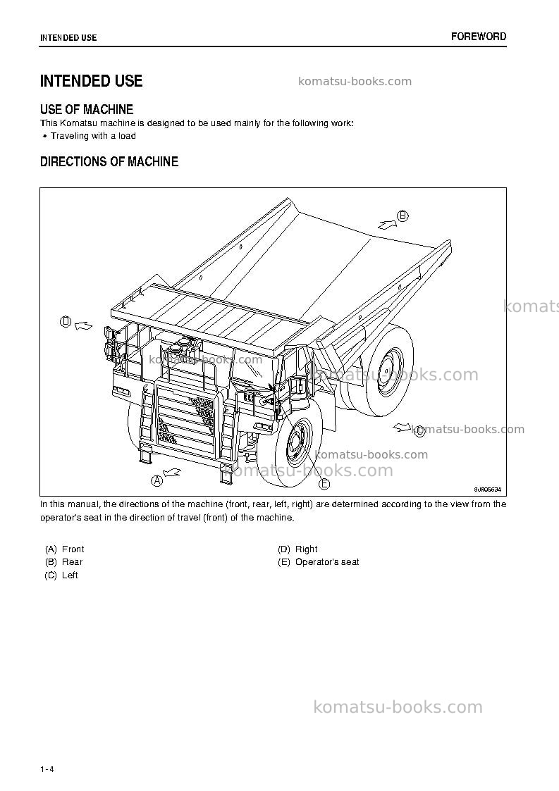Komatsu hd785-7jpn Operation manual cover Page 5 Komatsu hd785-7jpn Operation manual cover Page 5