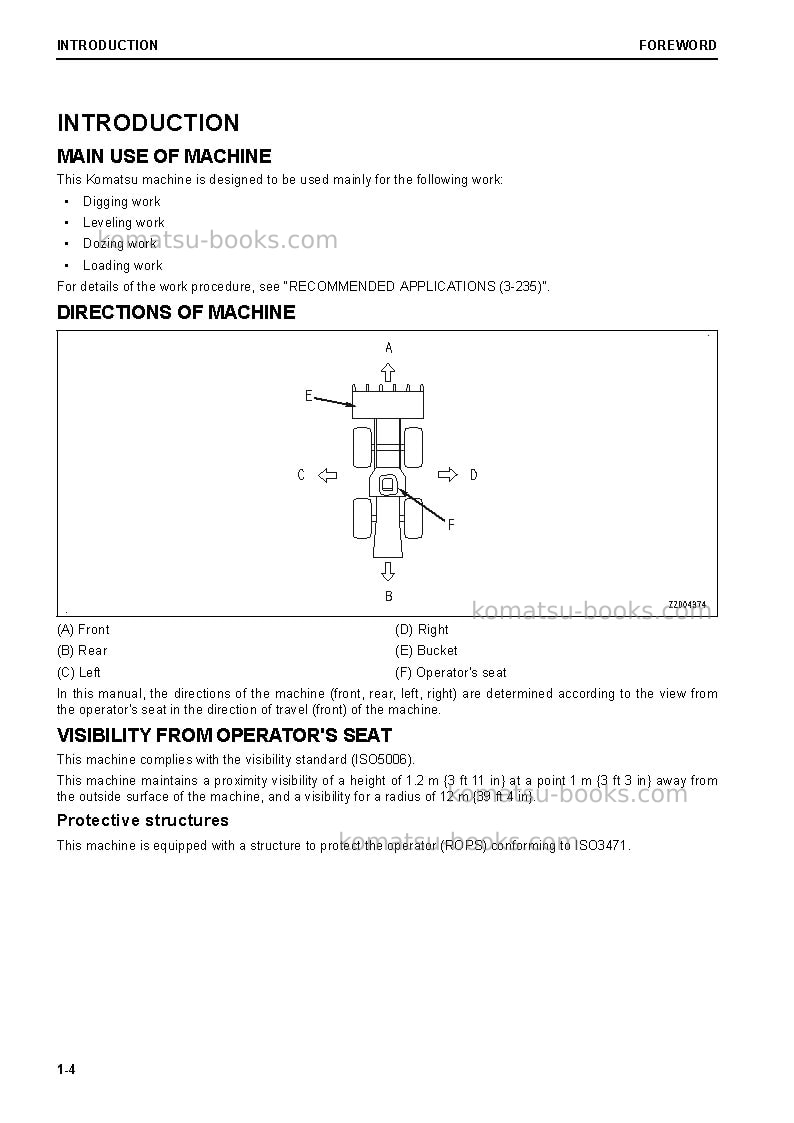 Komatsu wa480-8jpn Operation manual cover Page 5 Komatsu wa480-8jpn Operation manual cover Page 5