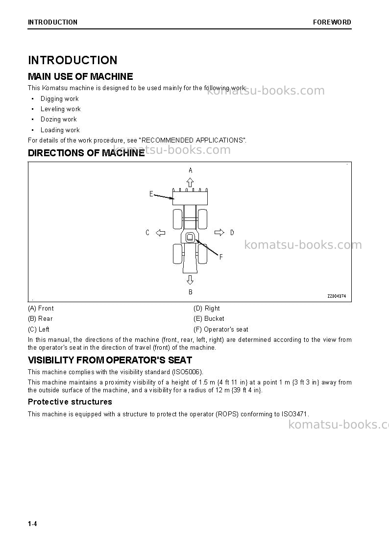 Komatsu wa270-8jpn Operation manual cover Page 5 Komatsu wa270-8jpn Operation manual cover Page 5