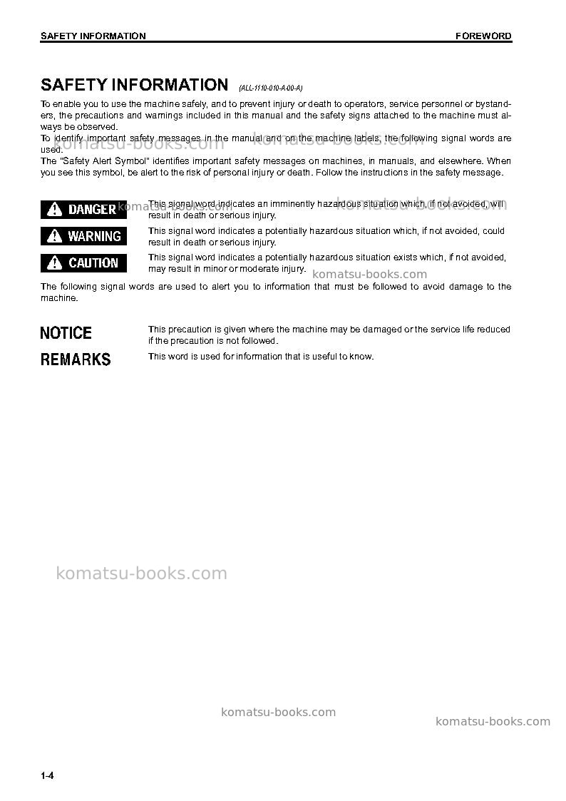 Komatsu d37ex-23jpn Operation manual cover Page 5 Komatsu d37ex-23jpn Operation manual cover Page 5