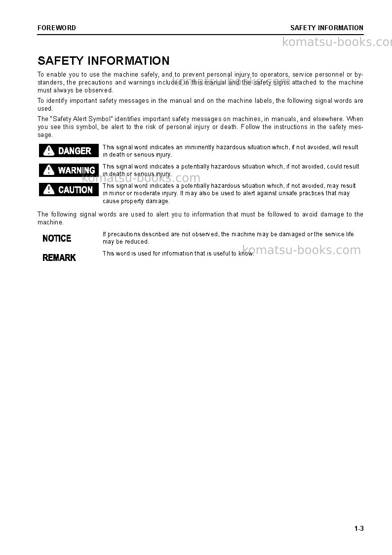 Komatsu d65exi-18jpn Operation manual cover Page 5