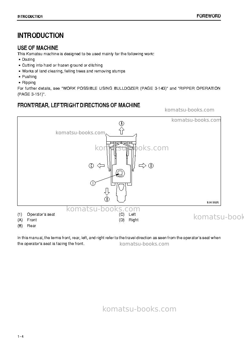 Komatsu d475a-5jpn-e0, one-way steering lever Operation manual cover Page 5