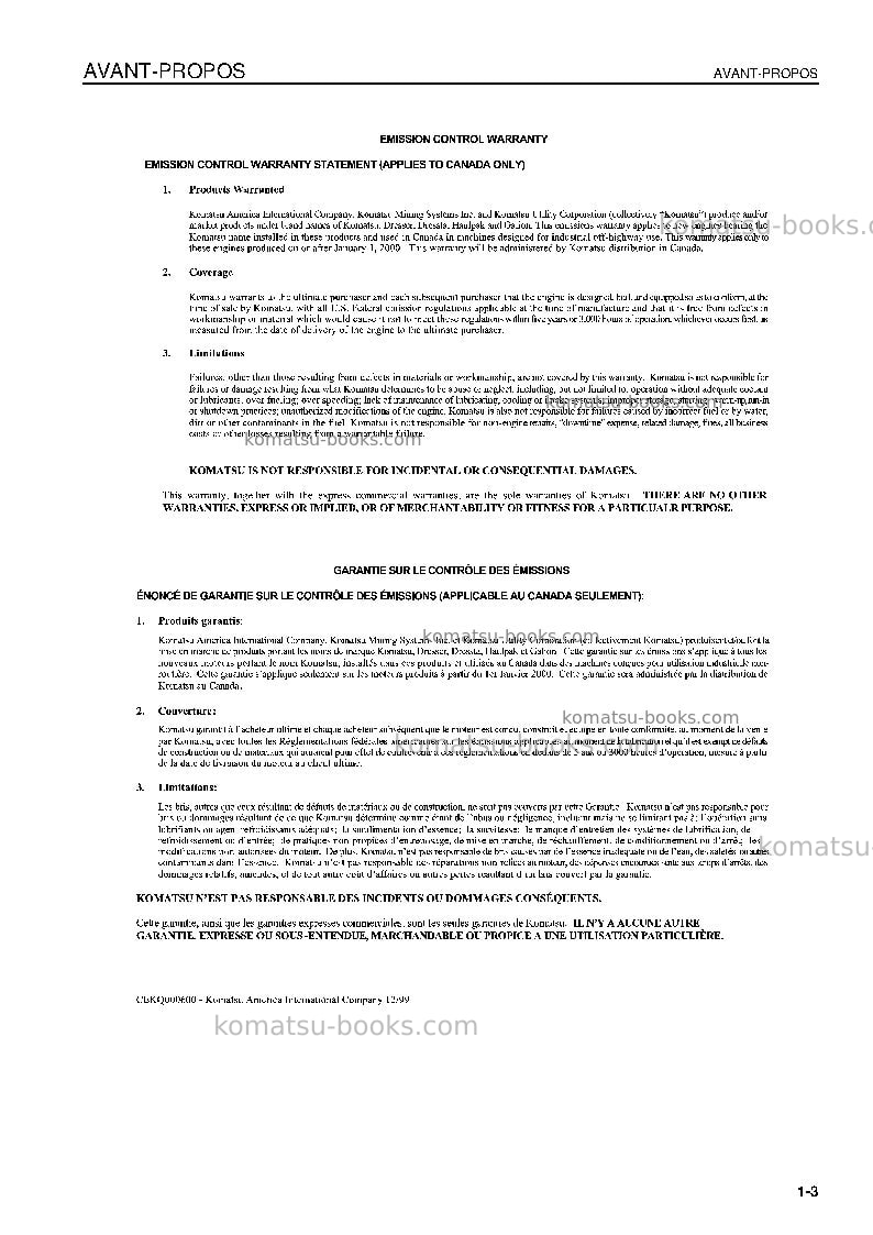 Komatsu pc138us-2jpn Manuel d'utilisation couverture Page 5 Komatsu pc138us-2jpn Manuel d'utilisation couverture Page 5
