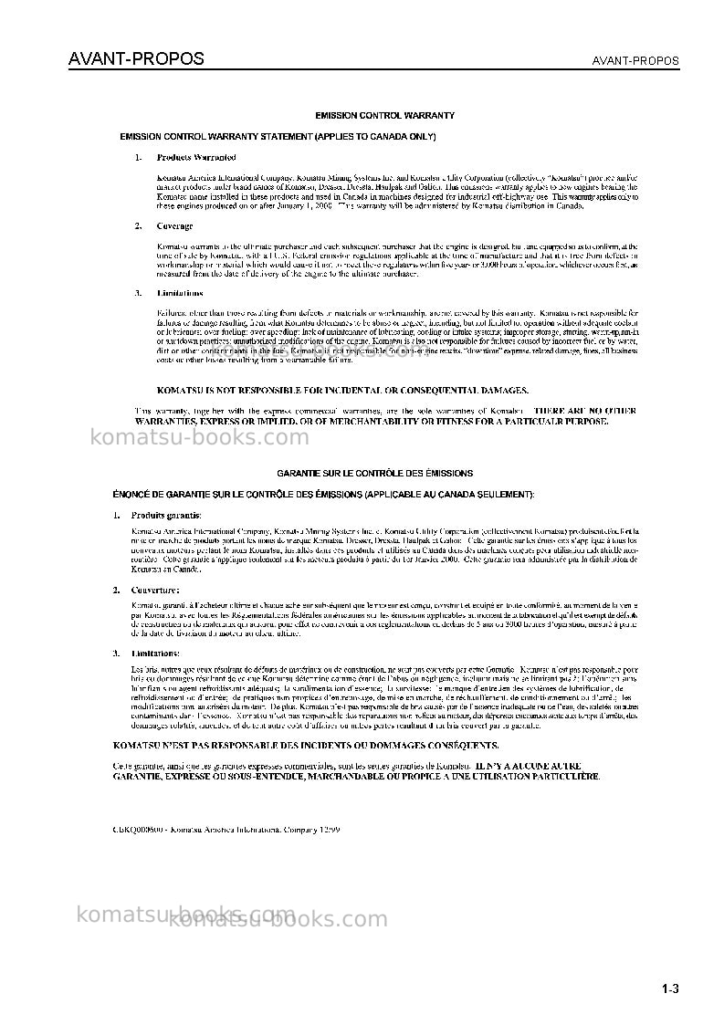 Komatsu wa200ptl-5jpn Manuel d'utilisation couverture Page 5 Komatsu wa200ptl-5jpn Manuel d'utilisation couverture Page 5