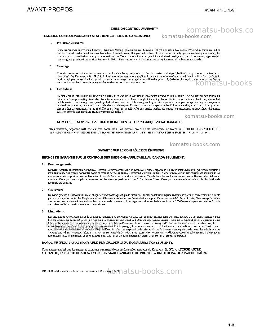 Komatsu wa250l-5jpn Manuel d'utilisation couverture Page 5 Komatsu wa250l-5jpn Manuel d'utilisation couverture Page 5