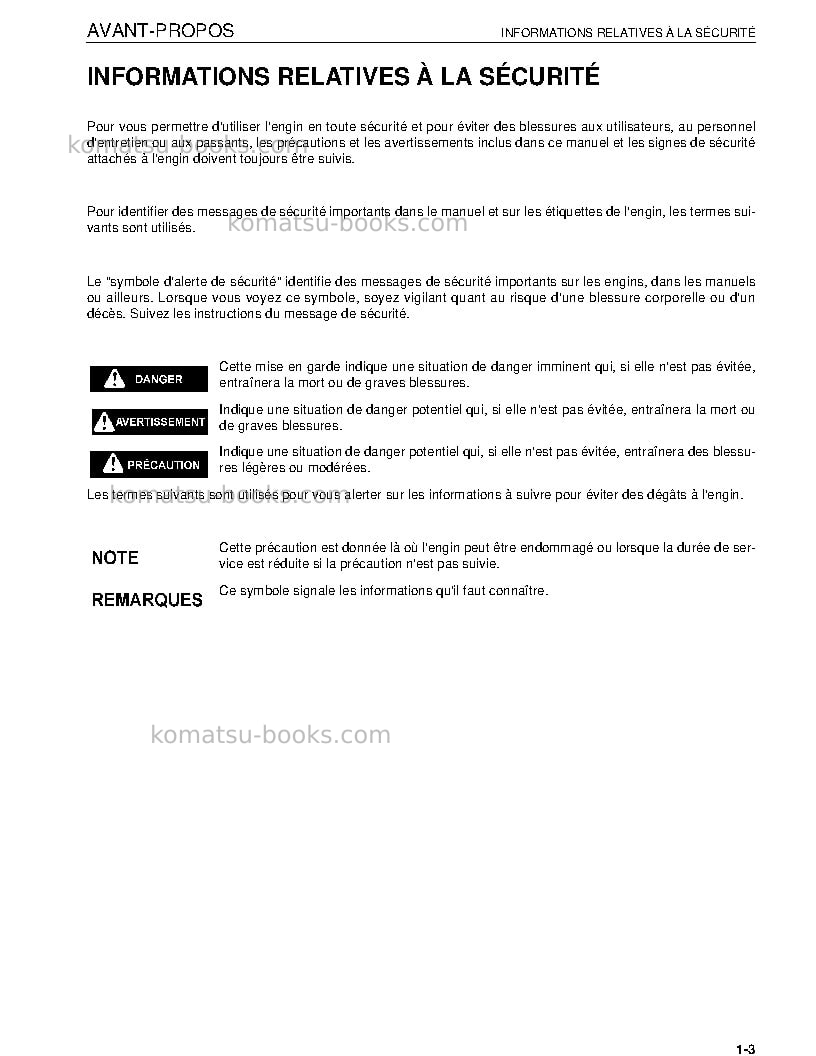 Komatsu pc600-8jpn Manuel d'utilisation couverture Page 5 Komatsu pc600-8jpn Manuel d'utilisation couverture Page 5