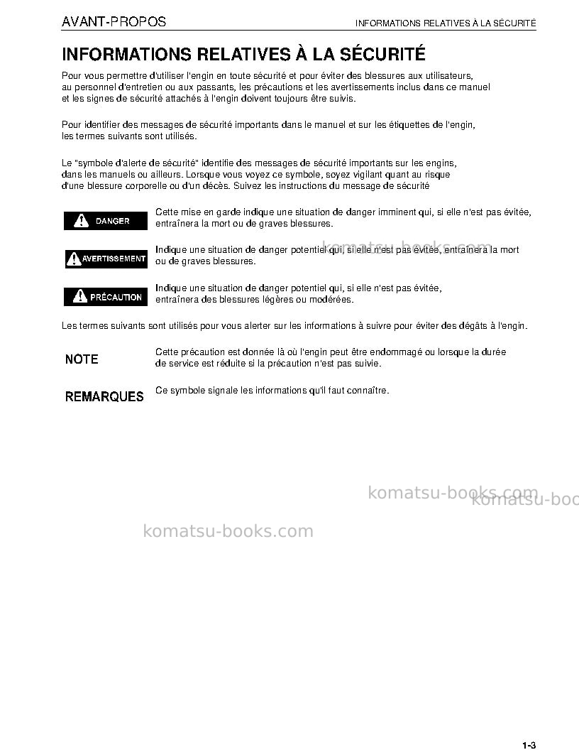 Komatsu wa500-6jpn Manuel d'utilisation couverture Page 5 Komatsu wa500-6jpn Manuel d'utilisation couverture Page 5