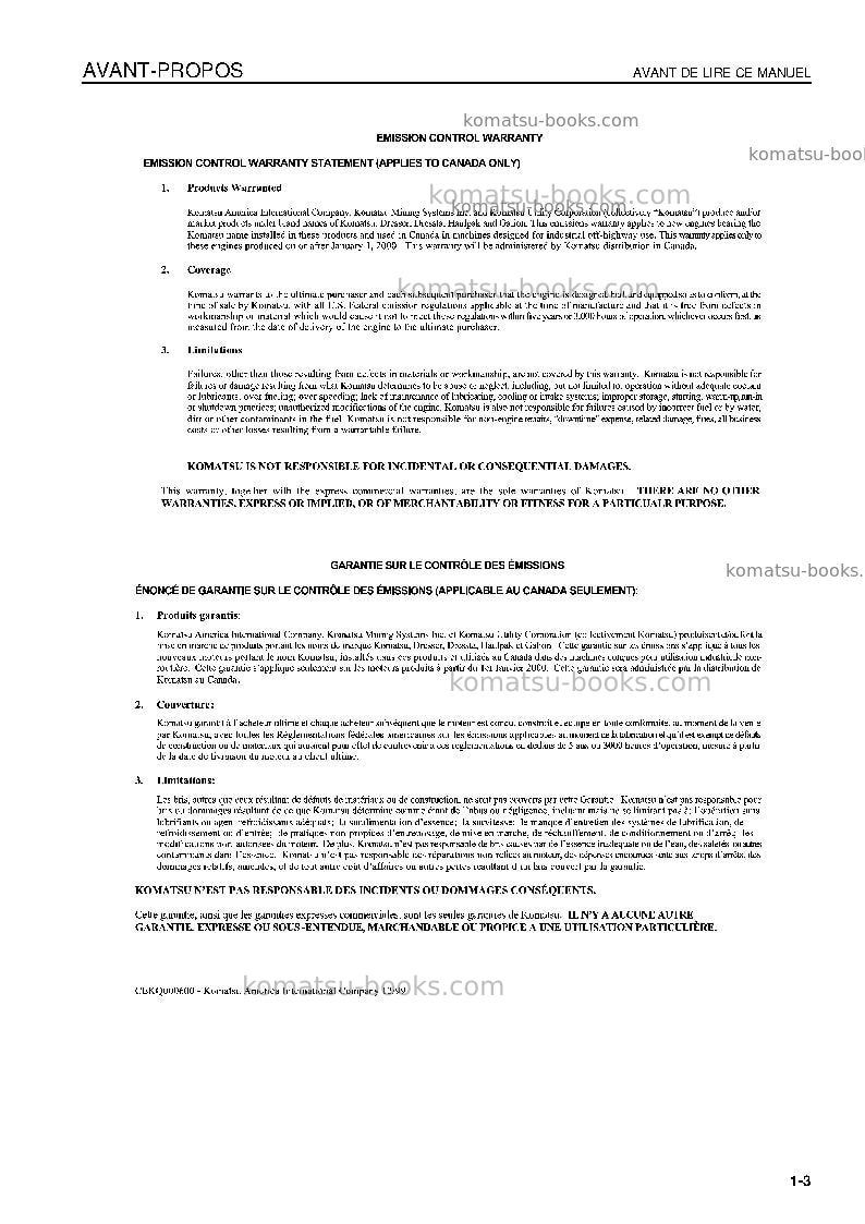 Komatsu wa480-6jpn Manuel d'utilisation couverture Page 5
