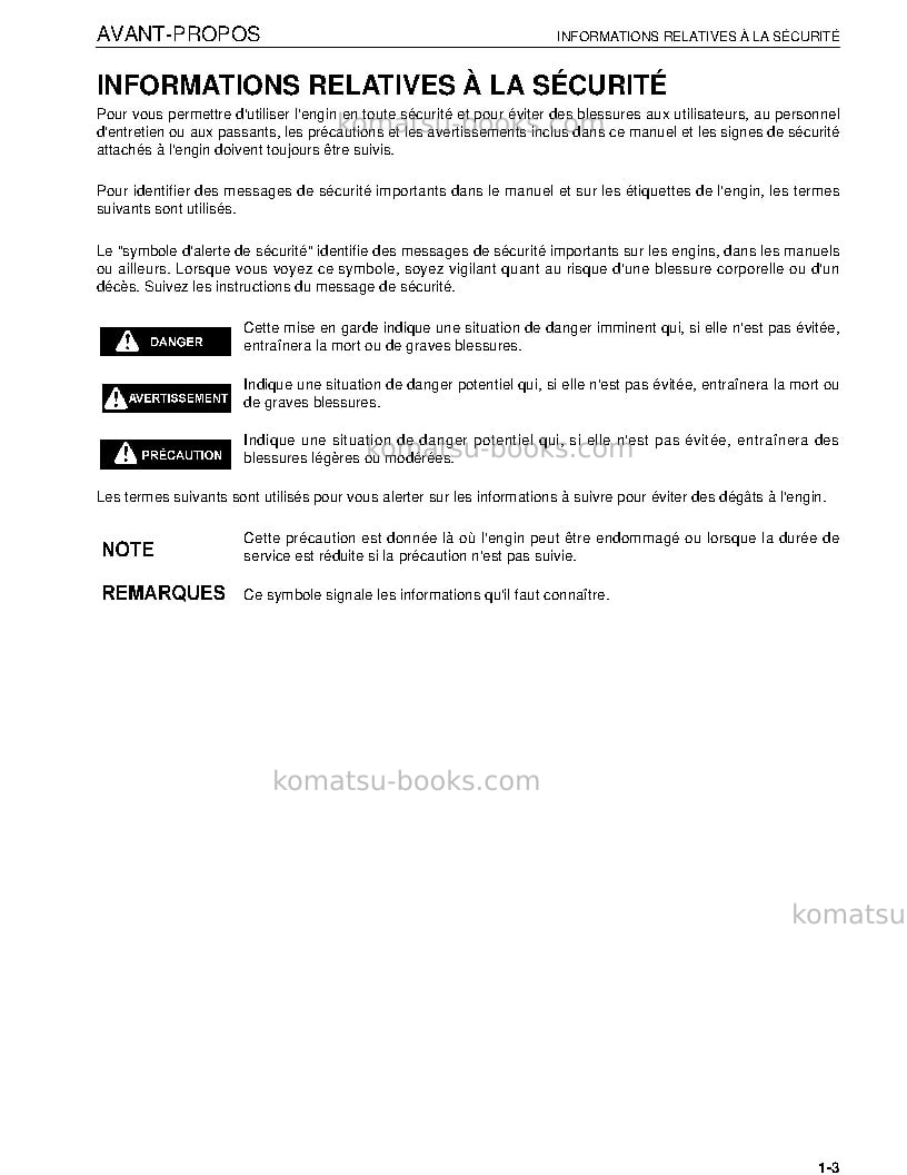 Komatsu pc850se-8jpn Manuel d'utilisation couverture Page 5 Komatsu pc850se-8jpn Manuel d'utilisation couverture Page 5
