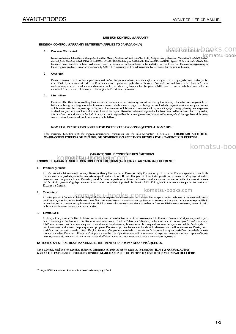 Komatsu hd405-7jpn Manuel d'utilisation couverture Page 5