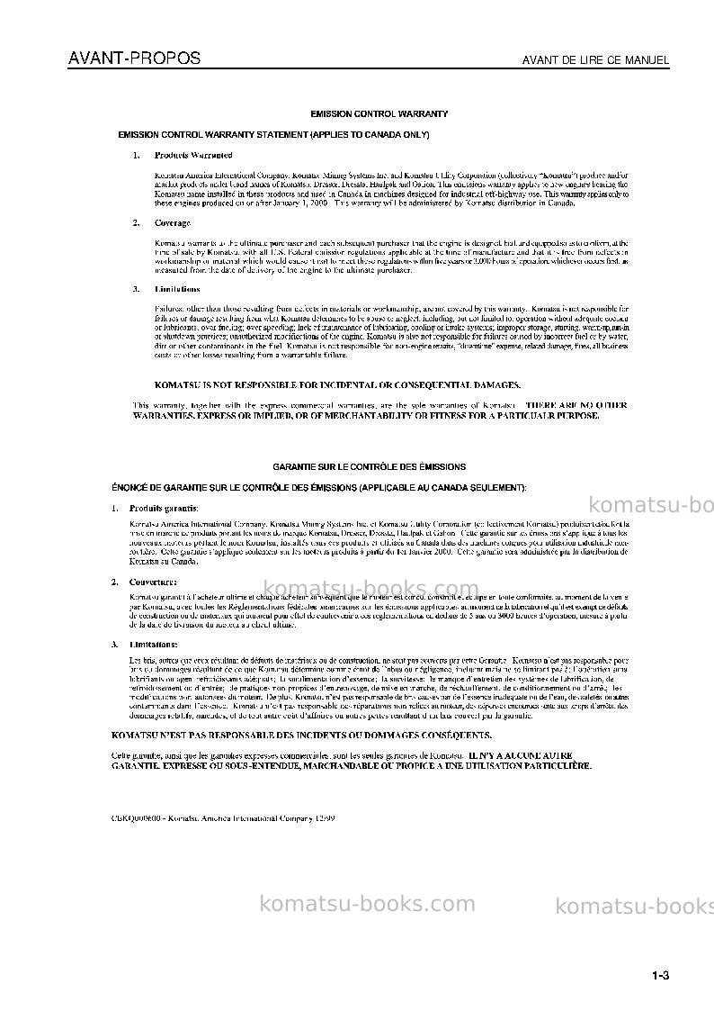 Komatsu hd465-7jpn-e0 Manuel d'utilisation couverture Page 5 Komatsu hd465-7jpn-e0 Manuel d'utilisation couverture Page 5