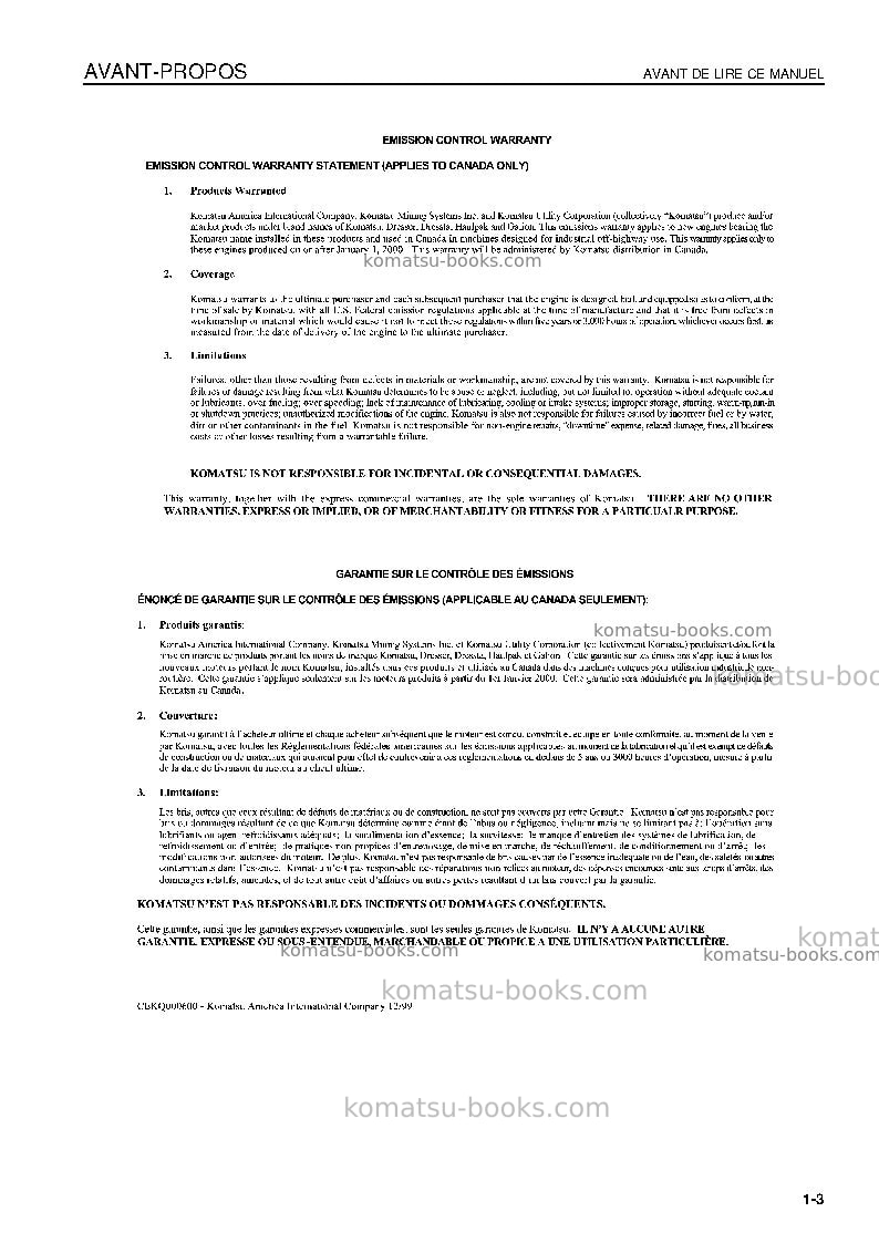 Komatsu wa900-3jpn-e0 Manuel d'utilisation couverture Page 5