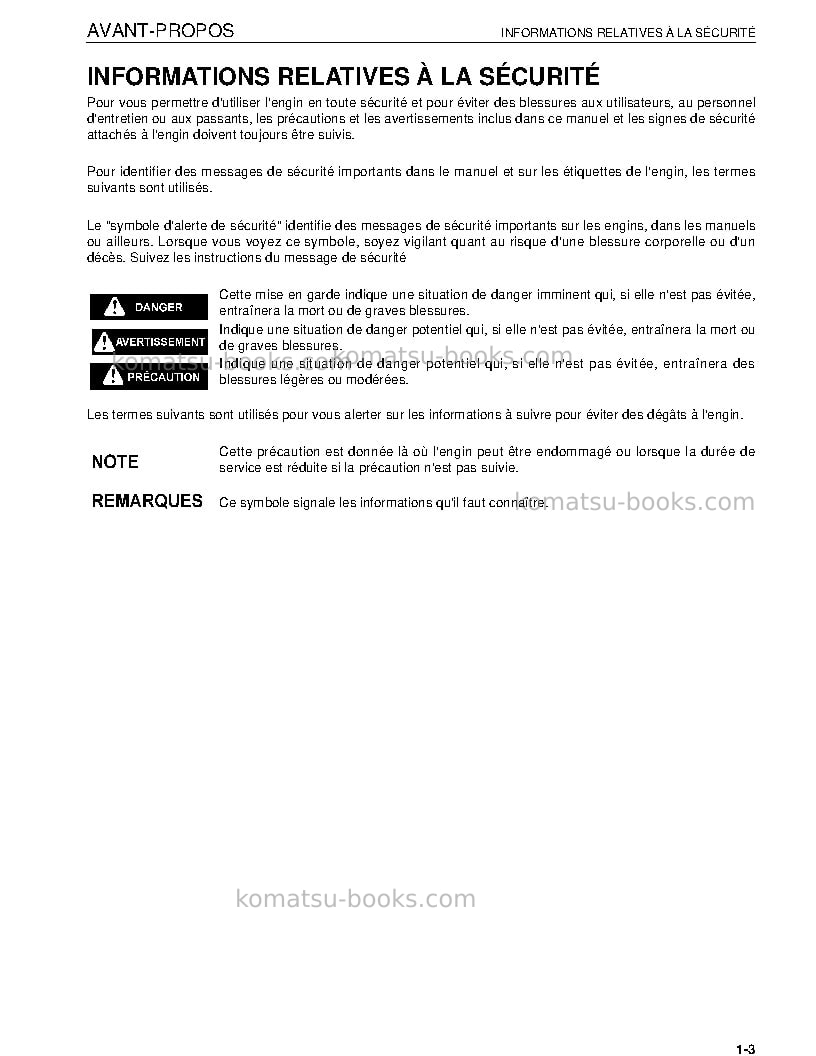 Komatsu br580jg-1jpn Manuel d'utilisation couverture Page 5