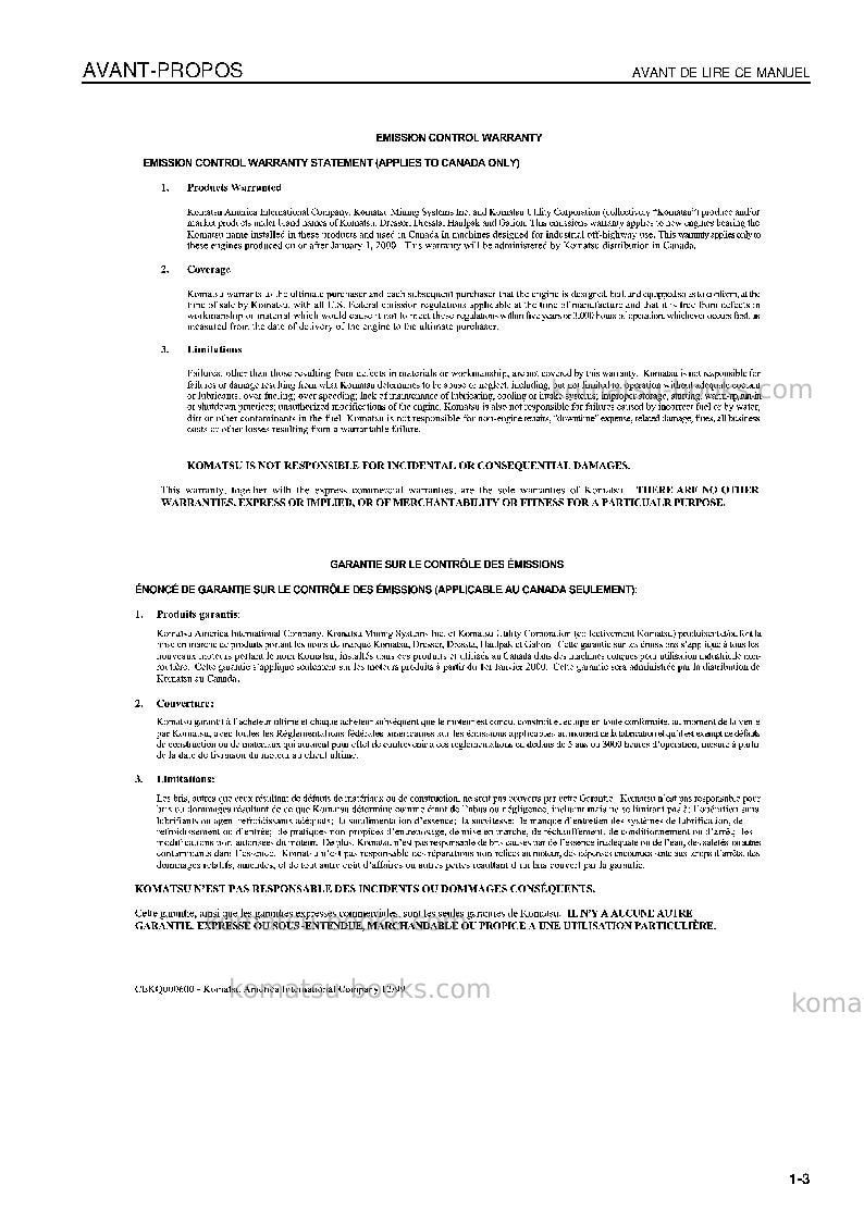 Komatsu wa600-6jpn Manuel d'utilisation couverture Page 5 Komatsu wa600-6jpn Manuel d'utilisation couverture Page 5