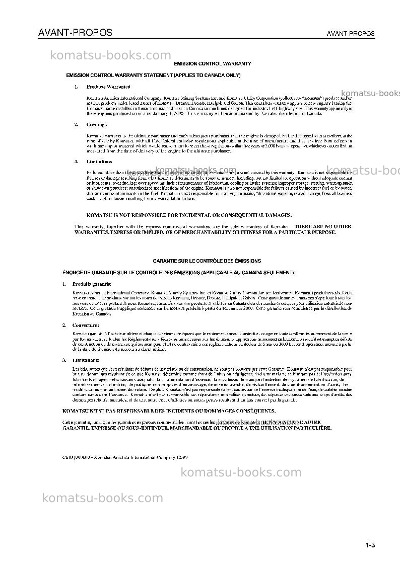 Komatsu pc1250lc-7jpn Manuel d'utilisation couverture Page 5