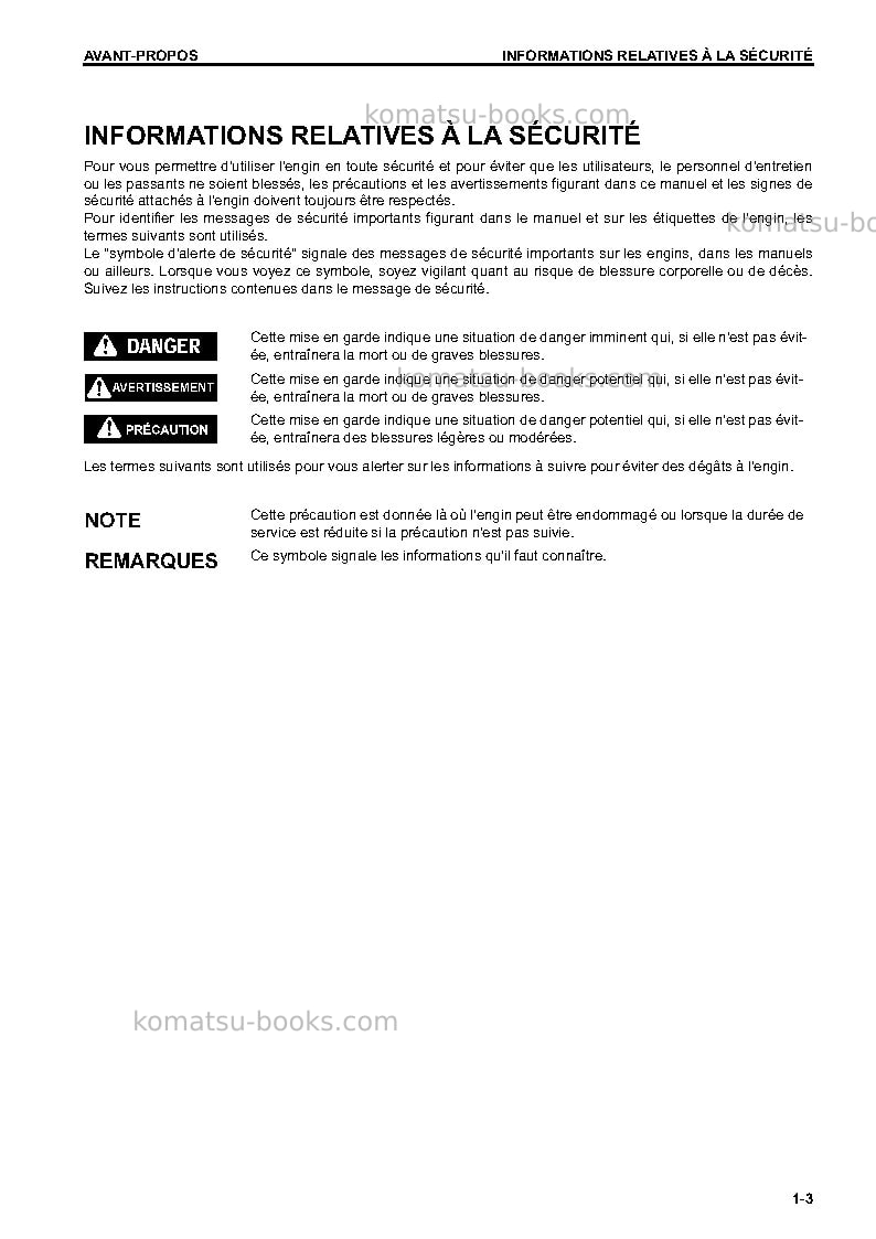 Komatsu d65ex-17jpn Manuel d'utilisation couverture Page 5 Komatsu d65ex-17jpn Manuel d'utilisation couverture Page 5