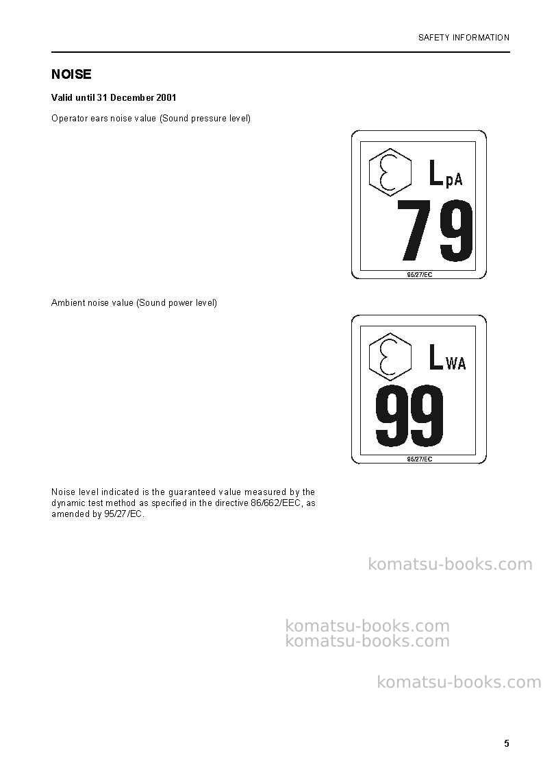 Komatsu pw150es-6gbr-k Operation manual cover Page 5 Komatsu pw150es-6gbr-k Operation manual cover Page 5