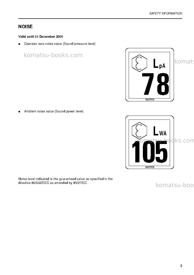 Komatsu pc200en-6gbr-k Operation manual cover Page 5 Komatsu pc200en-6gbr-k Operation manual cover Page 5