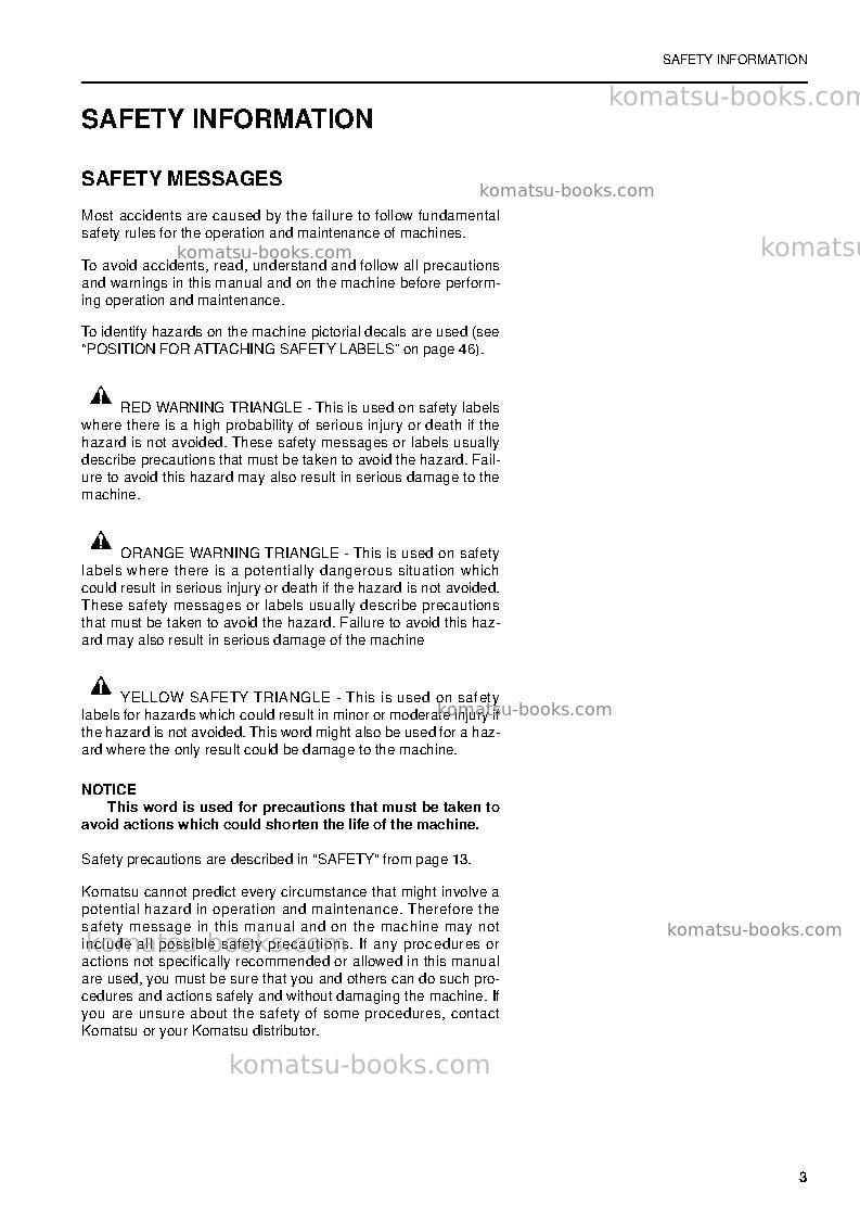 Komatsu pc150-6gbr-k Operation manual cover Page 5 Komatsu pc150-6gbr-k Operation manual cover Page 5