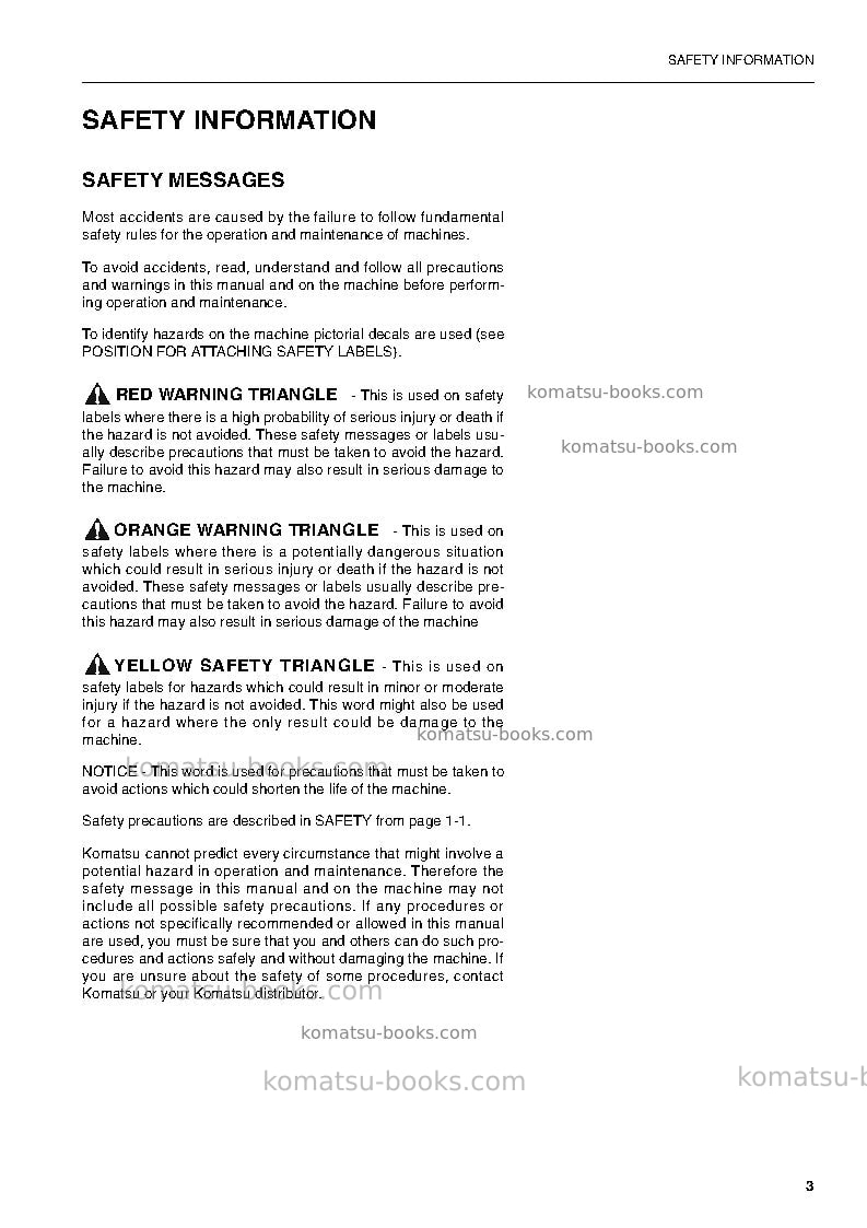 Komatsu pw170es-6gbr-k Operation manual cover Page 5