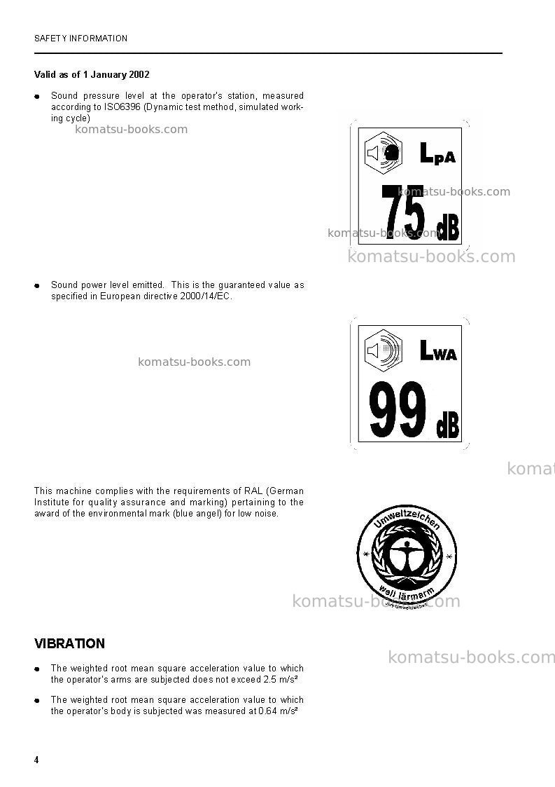Komatsu pw130es-6gbr-k Operation manual cover Page 5