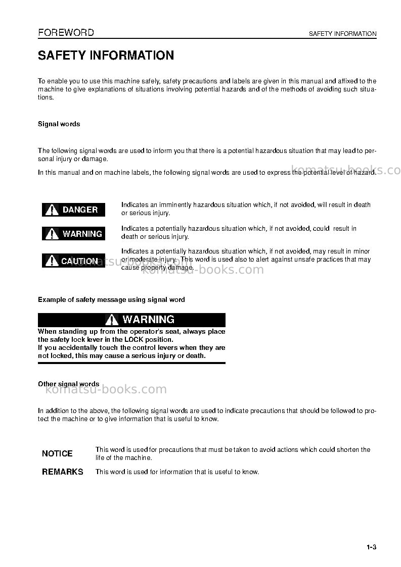 Komatsu pc450lc-7gbr-k Operation manual cover Page 5 Komatsu pc450lc-7gbr-k Operation manual cover Page 5