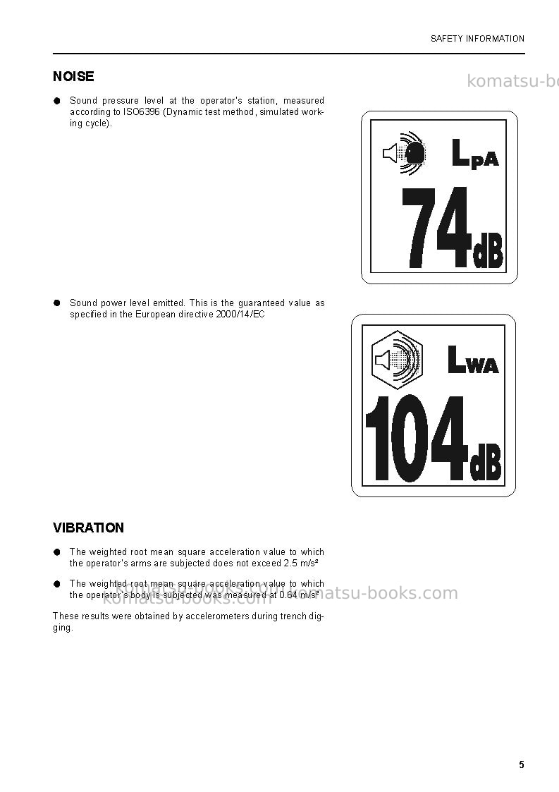 Komatsu pw220-7gbr-k Operation manual cover Page 5
