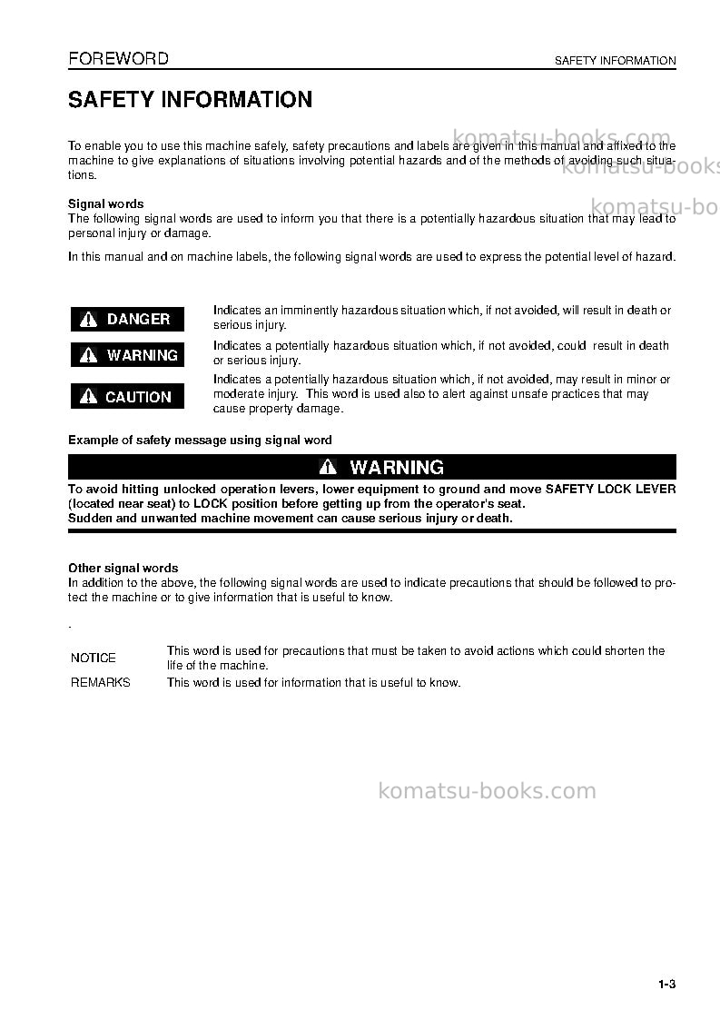 Komatsu pc340lcd-7gbr-tier3 Operation manual cover Page 5 Komatsu pc340lcd-7gbr-tier3 Operation manual cover Page 5