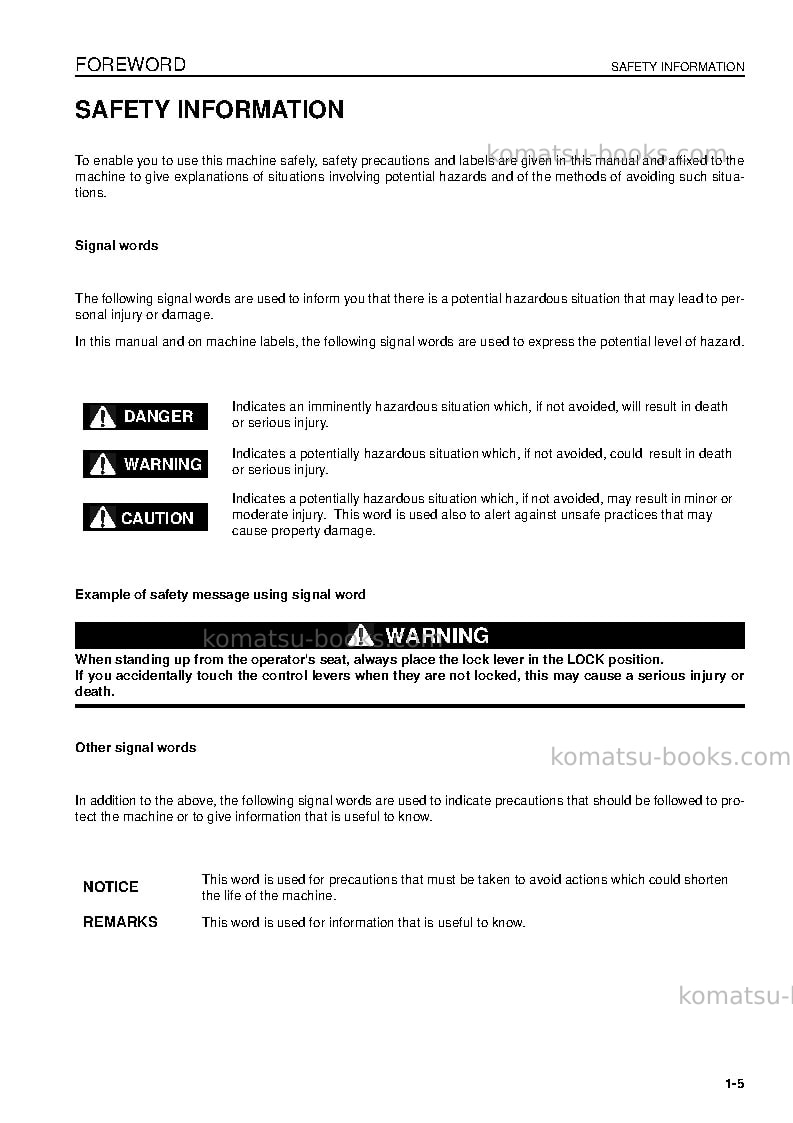 Komatsu pc240lc-8gbr Operation manual cover Page 5 Komatsu pc240lc-8gbr Operation manual cover Page 5