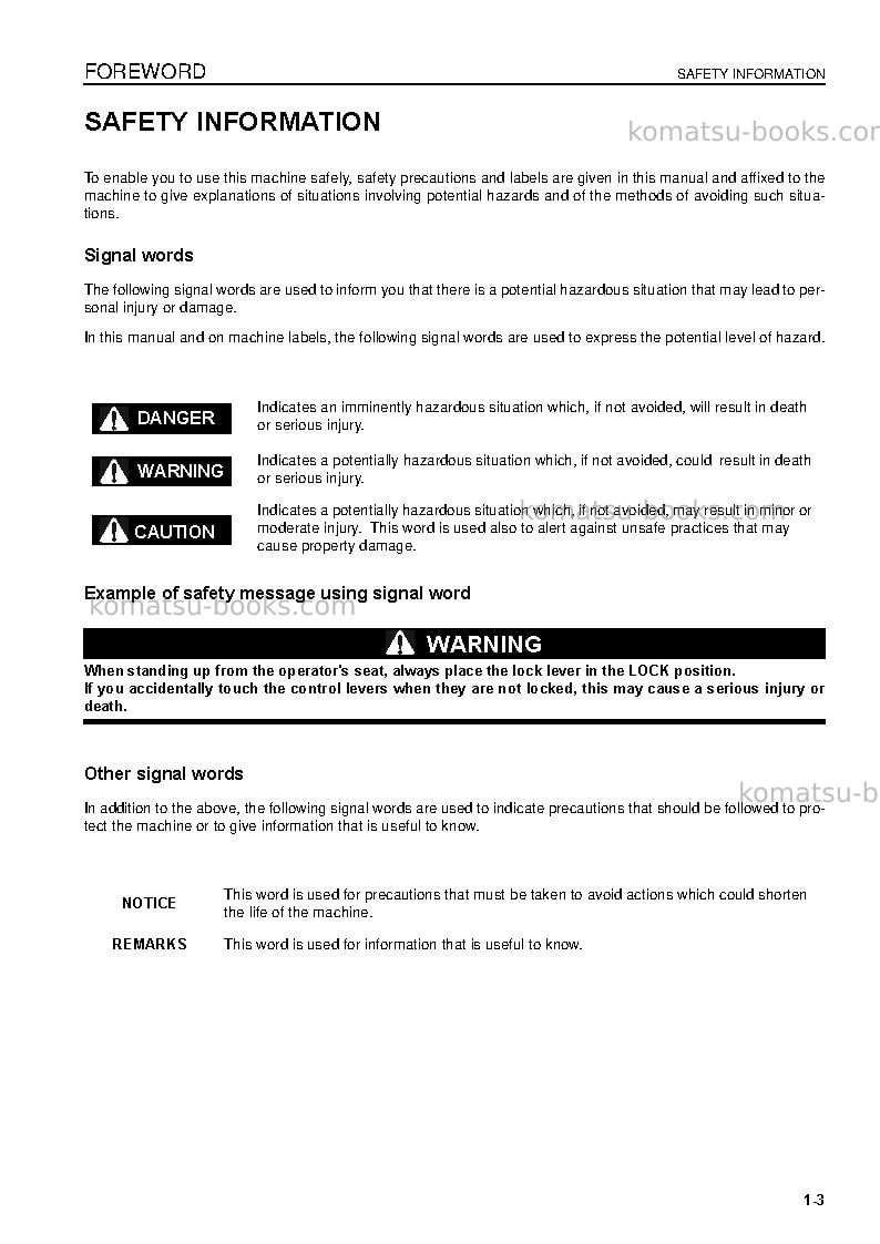 Komatsu pc600lc-8gbr Operation manual cover Page 5
