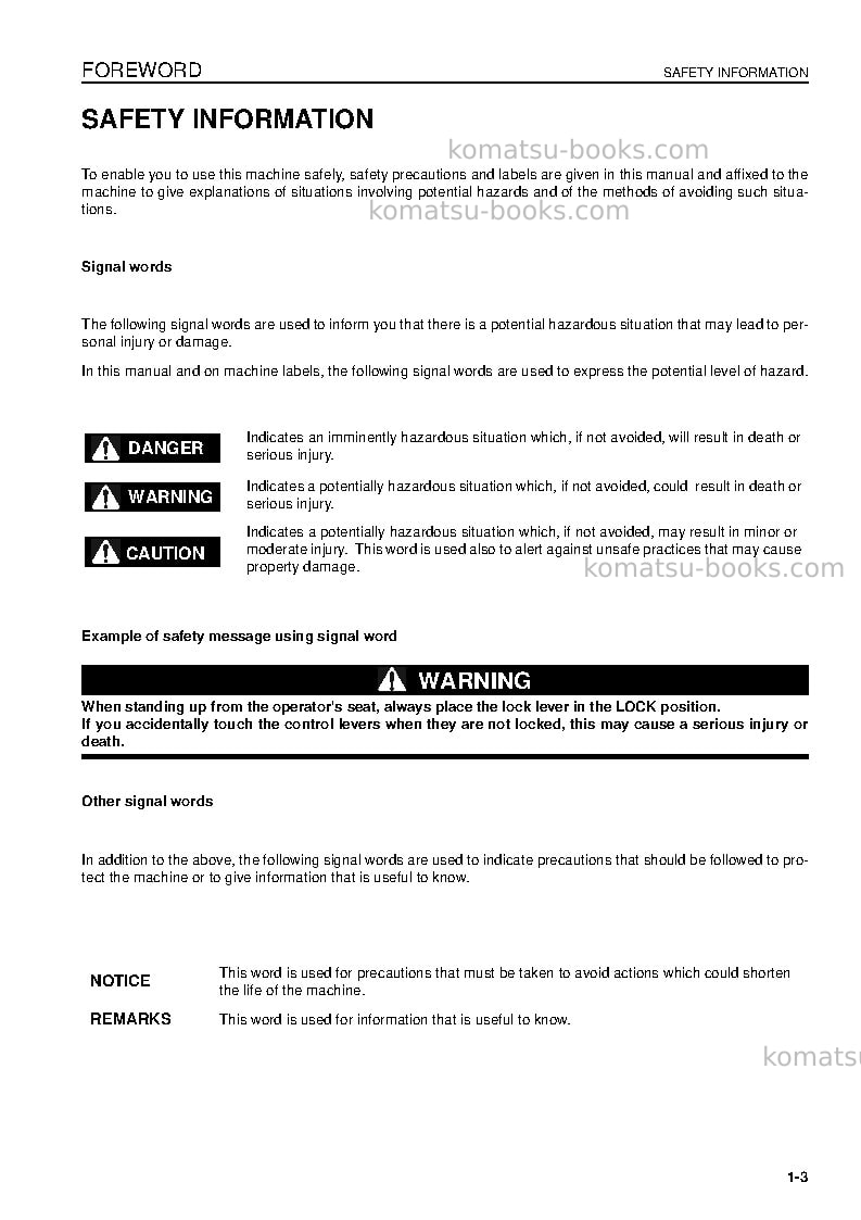 Komatsu pc350lc-8gbr Operation manual cover Page 5 Komatsu pc350lc-8gbr Operation manual cover Page 5