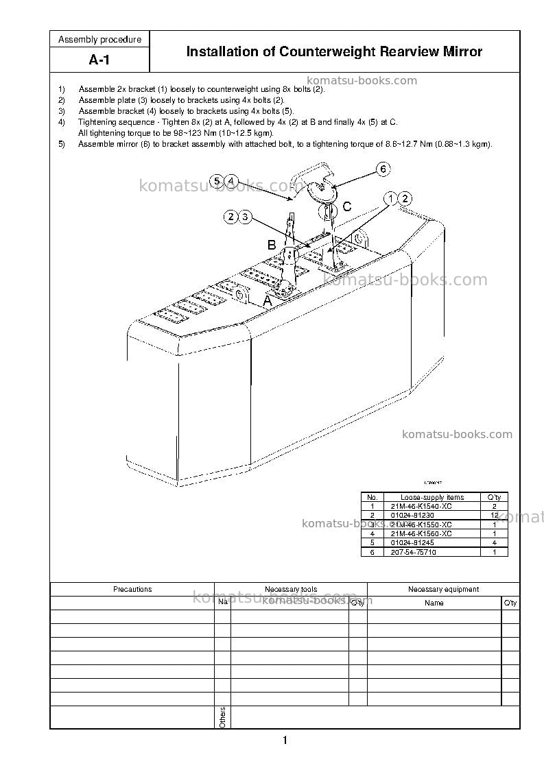 Komatsu pc800-8gbr Field assembly manual cover Page 5