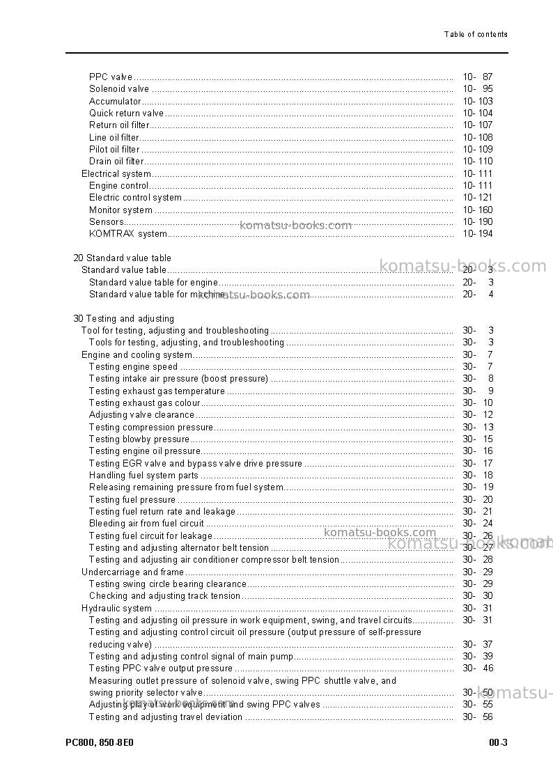 Komatsu pc800lc-8gbr-e0 Repair & maintenance cover Page 5 Komatsu pc800lc-8gbr-e0 Repair & maintenance cover Page 5