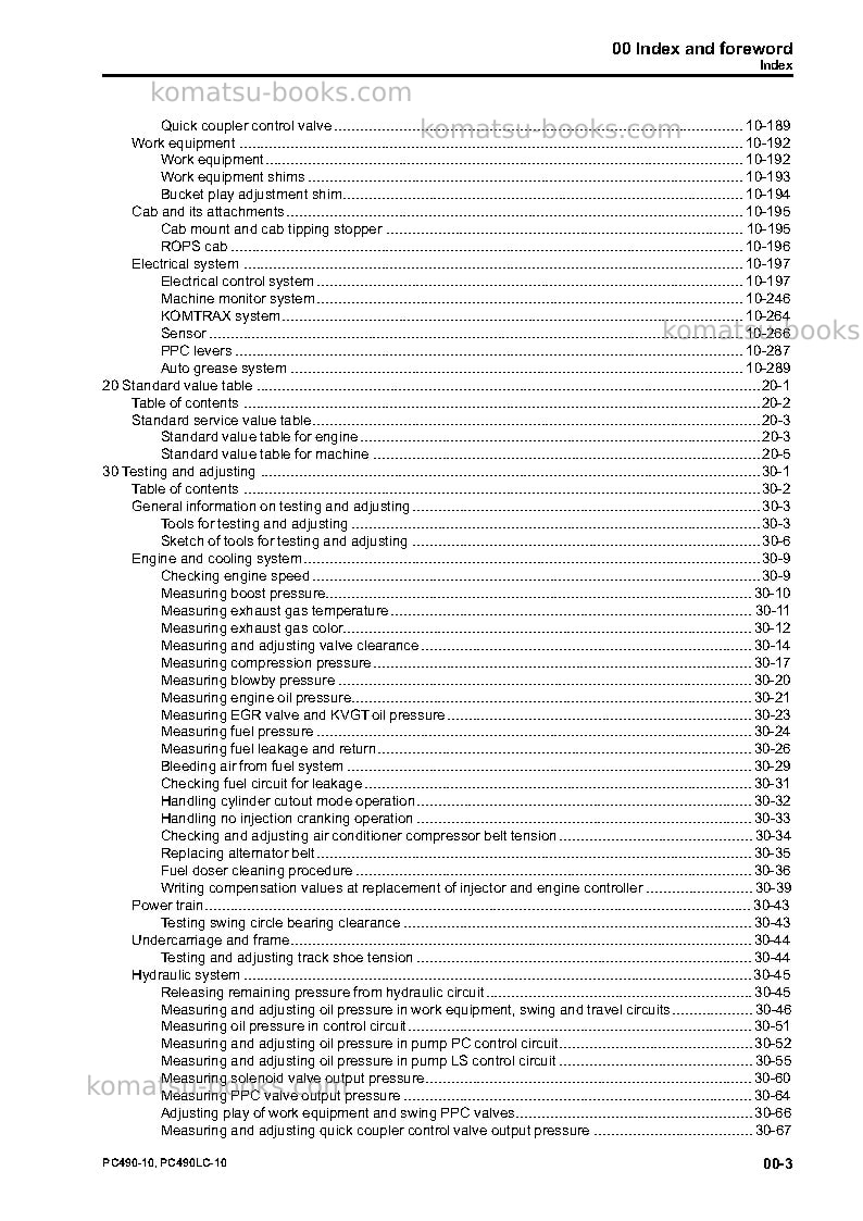 Komatsu pc490lc-10gbr Repair & maintenance cover Page 5 Komatsu pc490lc-10gbr Repair & maintenance cover Page 5