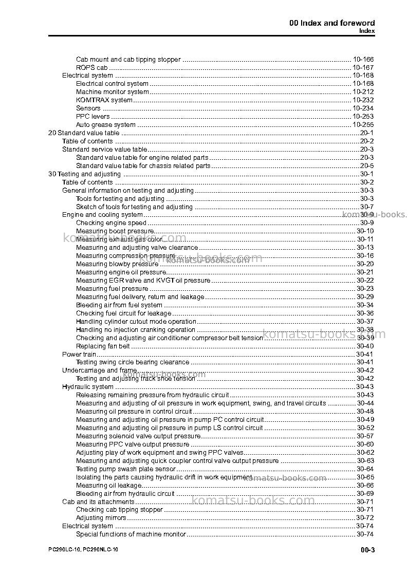 Komatsu pc290lc-10gbr Repair & maintenance cover Page 5 Komatsu pc290lc-10gbr Repair & maintenance cover Page 5