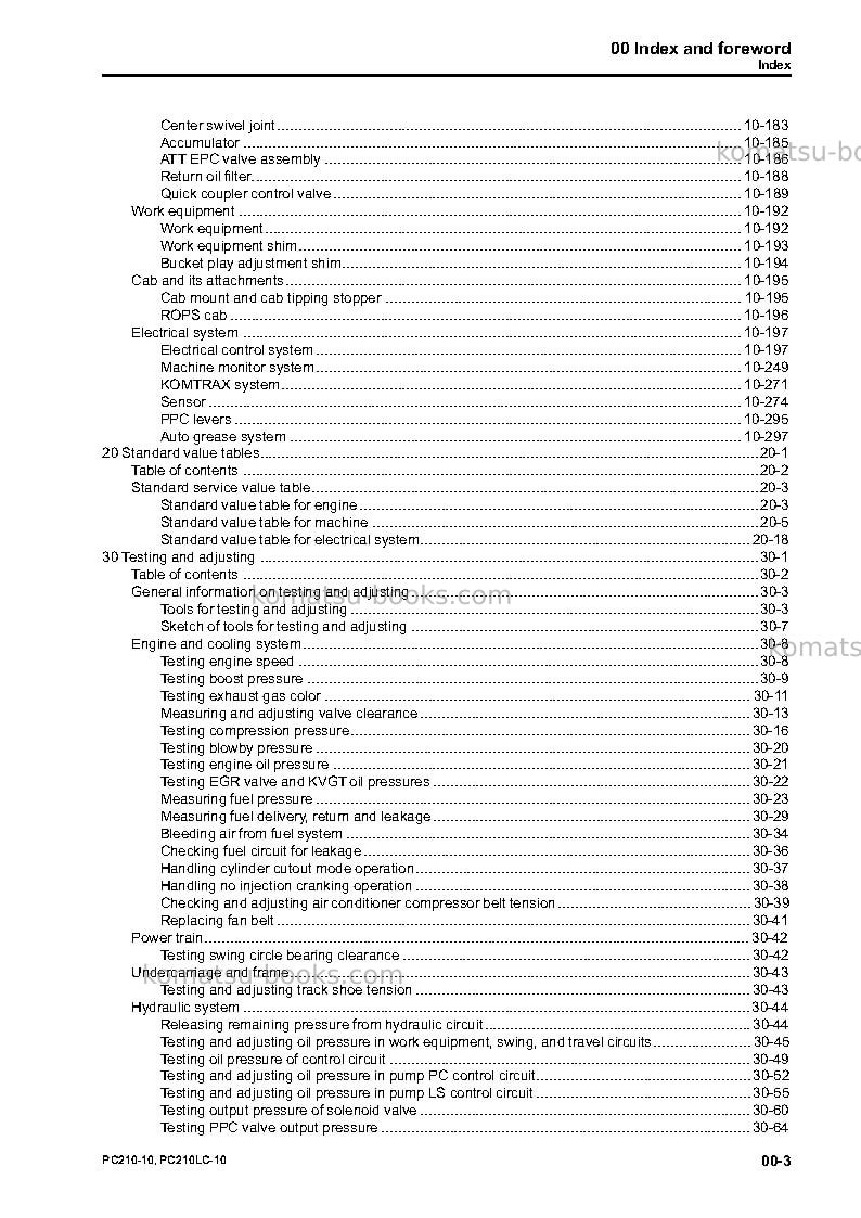 Komatsu pc210-10gbr Repair & maintenance cover Page 5 Komatsu pc210-10gbr Repair & maintenance cover Page 5