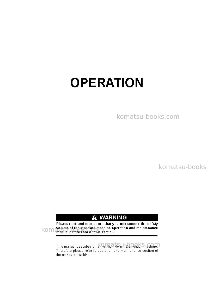 Komatsu pc800lc-8gbr-high reach demolition Operation manual cover Page 5