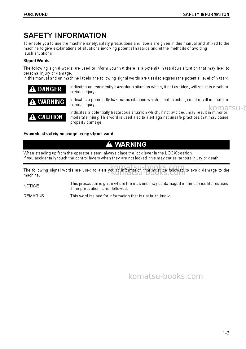 Komatsu pc240nlc-10gbr Operation manual cover Page 5 Komatsu pc240nlc-10gbr Operation manual cover Page 5