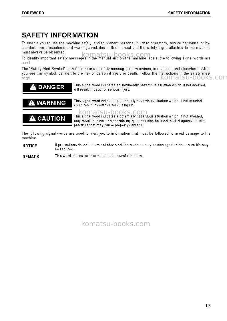 Komatsu pc290lc-11gbr-demolition Operation manual cover Page 5