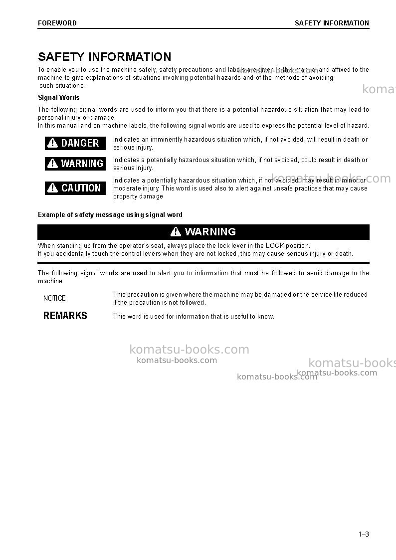 Komatsu pc210lc-10gbr-demolition Operation manual cover Page 5 Komatsu pc210lc-10gbr-demolition Operation manual cover Page 5
