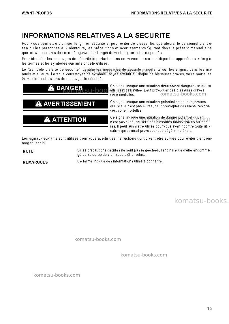 Komatsu pc240lc-11gbr Manuel d'utilisation couverture Page 5 Komatsu pc240lc-11gbr Manuel d'utilisation couverture Page 5