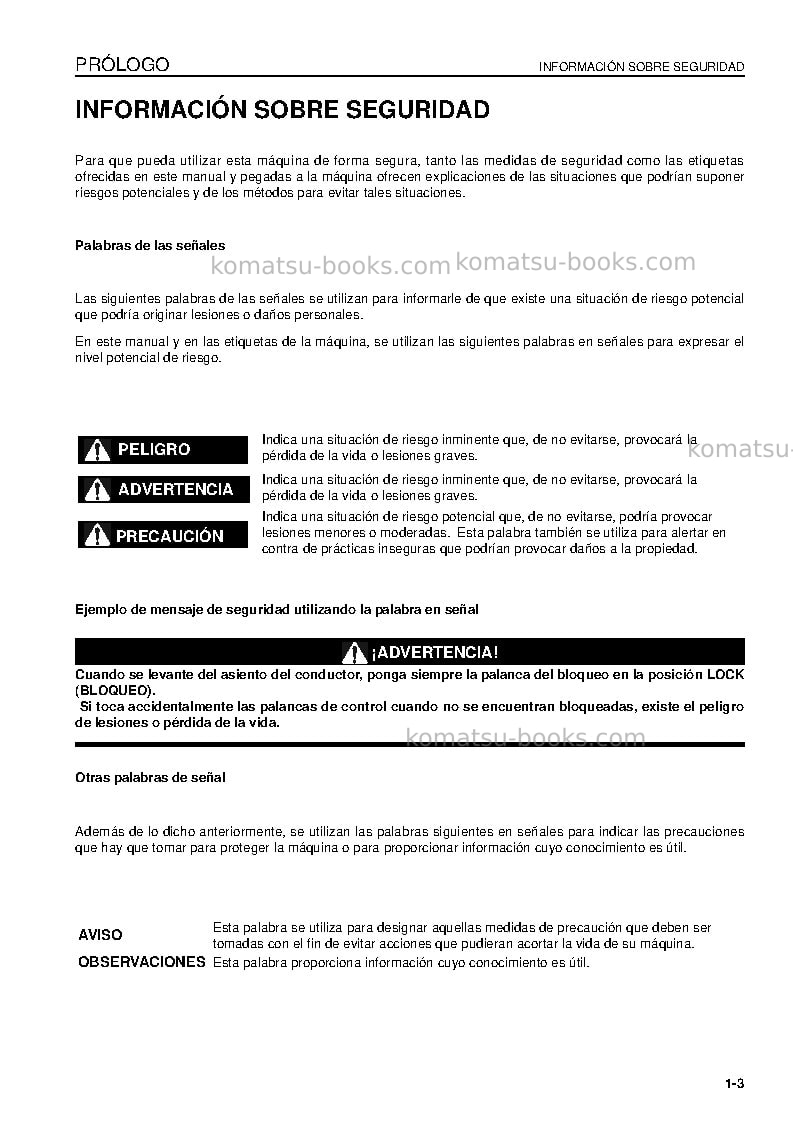 Komatsu pc228uslc-3gbr-tier 3 Manual de operación cover Page 5 Komatsu pc228uslc-3gbr-tier 3 Manual de operación cover Page 5