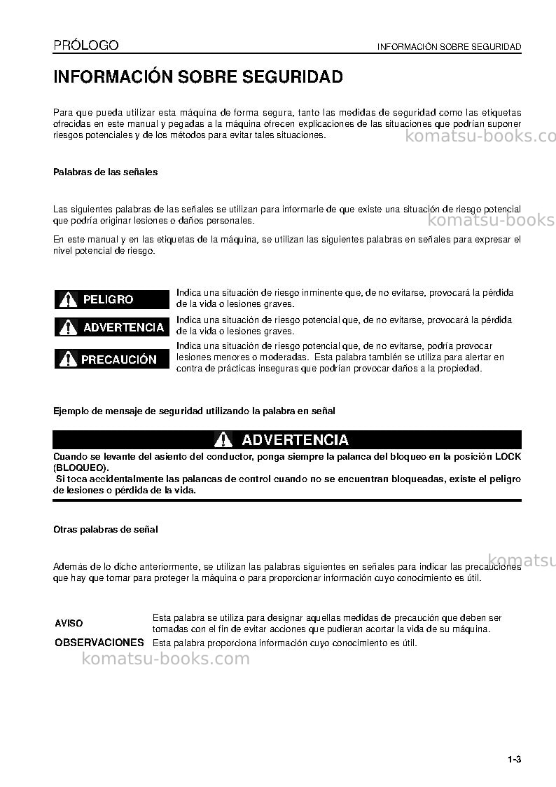 Komatsu pc130-8gbr Manual de operación cover Page 5 Komatsu pc130-8gbr Manual de operación cover Page 5