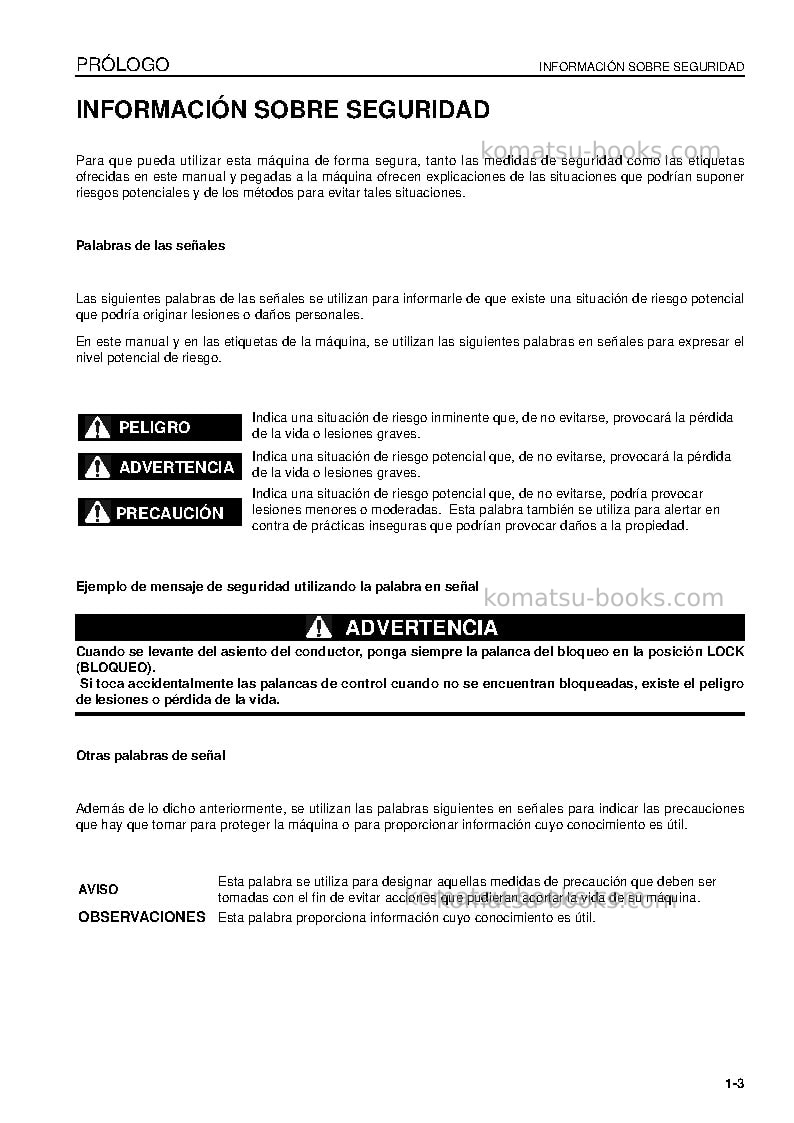 Komatsu pc130-8gbr Manual de operación cover Page 5 Komatsu pc130-8gbr Manual de operación cover Page 5