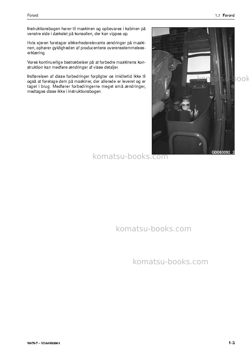 Komatsu wa70-7deu Operation manual cover Page 5 Komatsu wa70-7deu Operation manual cover Page 5