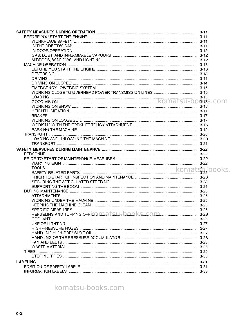 Komatsu wa65-3deu Operation manual cover Page 5 Komatsu wa65-3deu Operation manual cover Page 5
