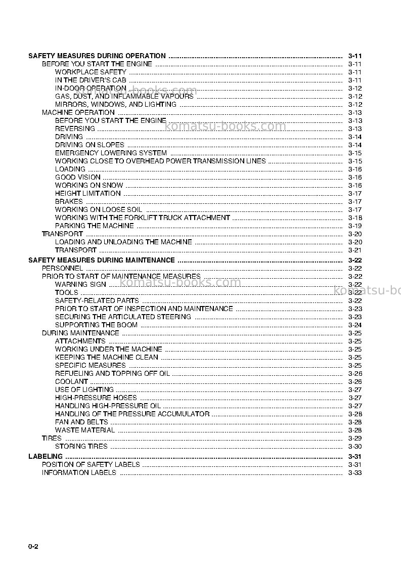 Komatsu wa85-3deu Operation manual cover Page 5 Komatsu wa85-3deu Operation manual cover Page 5