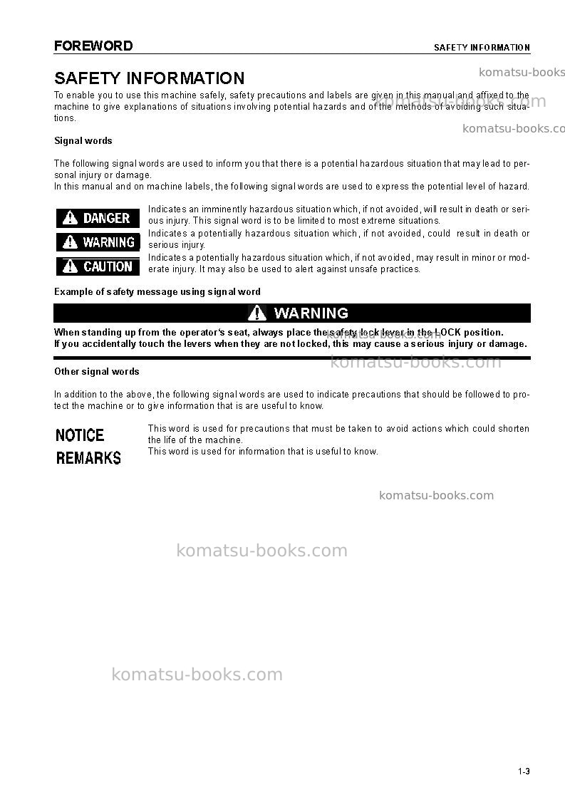 Komatsu wa480-5deu-h Operation manual cover Page 5 Komatsu wa480-5deu-h Operation manual cover Page 5