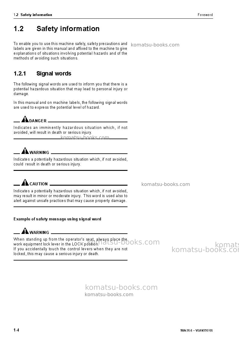 Komatsu wa430-6deu Operation manual cover Page 5